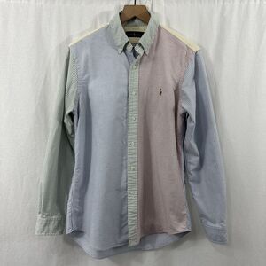 Ralph Lauren Pastel Striped Colorblock Button Up Shirt Mens M Preppy Old Money